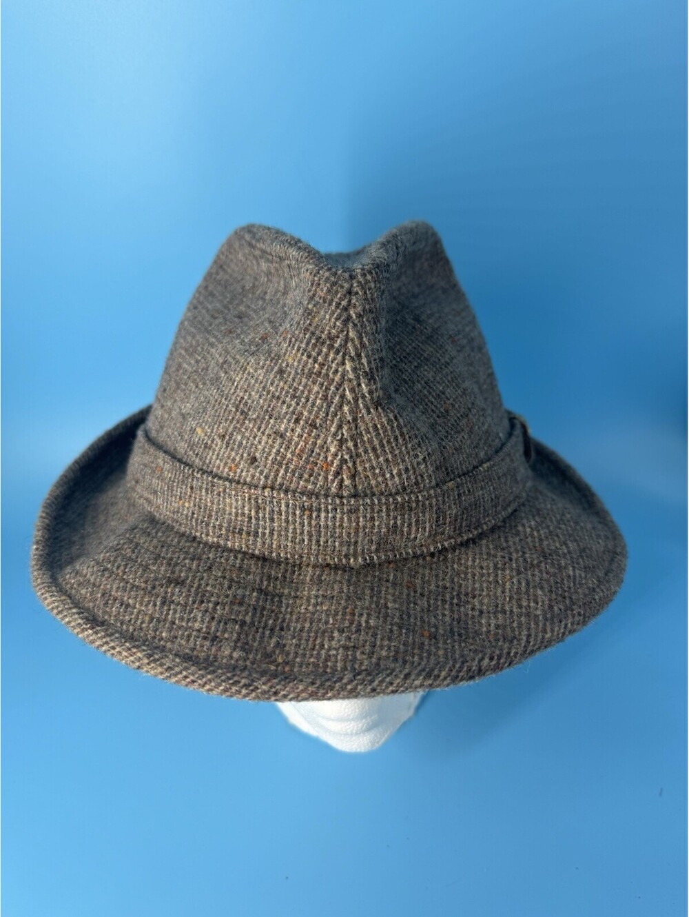 Vintage Pendleton Wool Fedora Hat 7 1/4 Gray Brown Tweed Feather USA READ